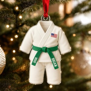 Personalized Karate Ornament: Karate Uniform For Girls Boys, Custom Belt Color, Karate Black Belt Ranking Gift, Martial Arts Xmas Keepsake image 17
