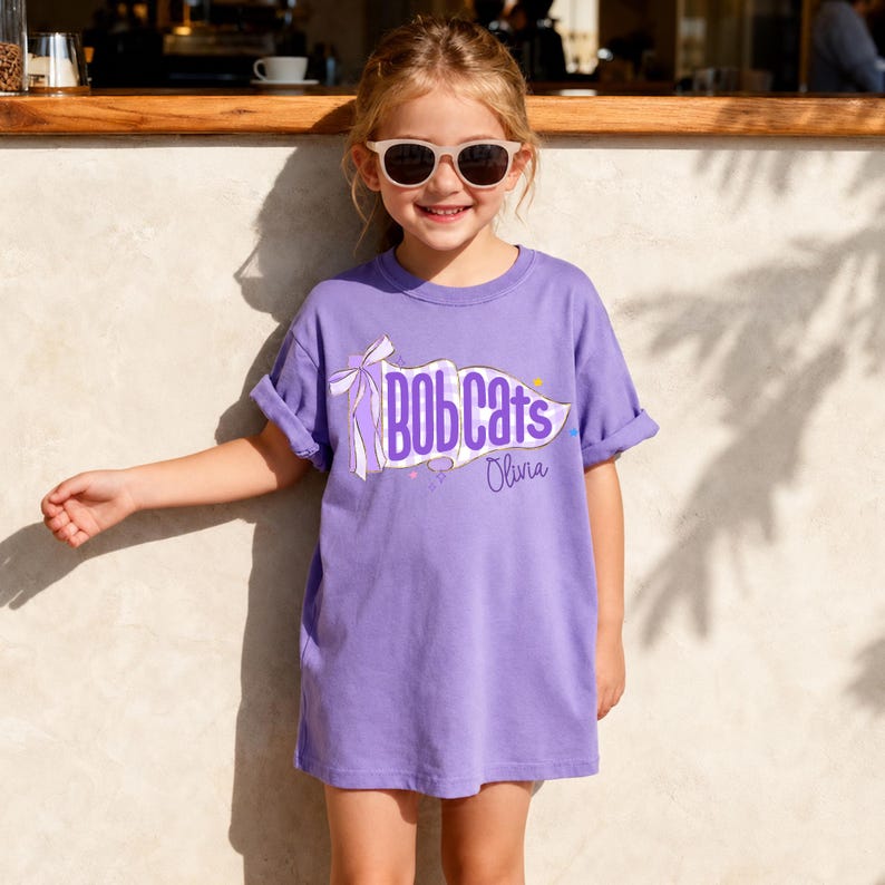 Personalized Kids Name Toddler Shirt, Back to School Shirts, Gingham Mascot Pennant Girl Name T-shirt, First Day Of School Tee For Boy Girl image 8