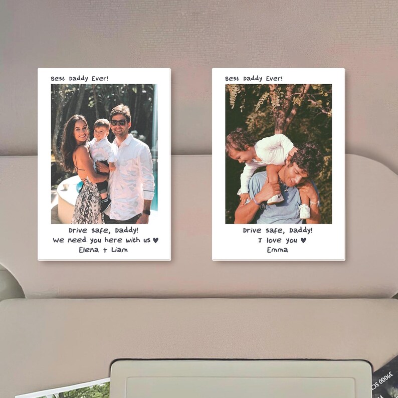 Custom Dad Photo Car Visor Clip, Father's Day Gift, Dad Gift from Kids, Drive Safe Daddy Sun Visor Clip, Husband Gift, Dad Car Accessories image 2