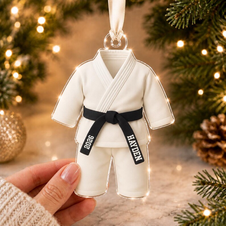 Personalized Karate Ornament: Karate Uniform For Girls Boys, Custom Belt Color, Karate Black Belt Ranking Gift, Martial Arts Xmas Keepsake image 15