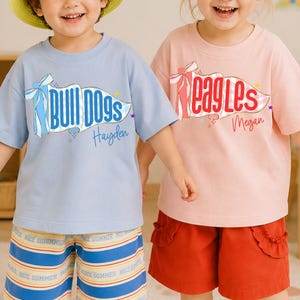 Personalized Kids Name Toddler Shirt, Back to School Shirts, Gingham Mascot Pennant Girl Name T-shirt, First Day Of School Tee For Boy Girl image 9