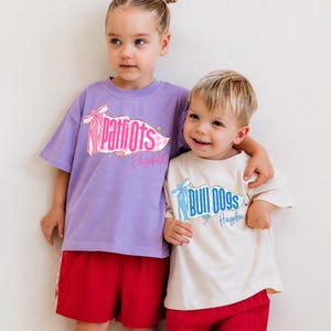 Personalized Kids Name Toddler Shirt, Back to School Shirts, Gingham Mascot Pennant Girl Name T-shirt, First Day Of School Tee For Boy Girl image 16