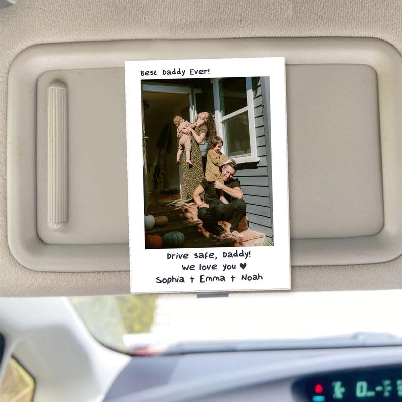 Custom Dad Photo Car Visor Clip, Father's Day Gift, Dad Gift from Kids, Drive Safe Daddy Sun Visor Clip, Husband Gift, Dad Car Accessories image 9
