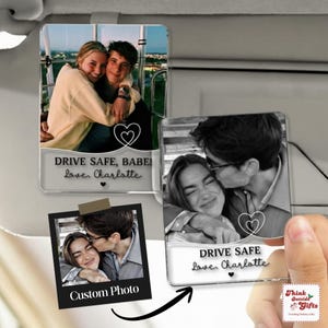 Personalized Couple Photo Car Visor Clip, Valentines Gift For Him, Drive Safe I Love You,  Anniversary Gifts For Boyfriend, Drive Safe Gift