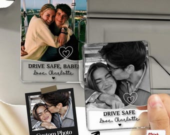 Personalized Couple Photo Car Visor Clip, Valentines Gift For Him, Drive Safe I Love You,  Anniversary Gifts For Boyfriend, Drive Safe Gift