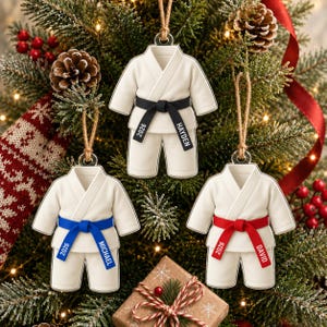 Personalized Karate Ornament: Karate Uniform For Girls Boys, Custom Belt Color, Karate Black Belt Ranking Gift, Martial Arts Xmas Keepsake image 10