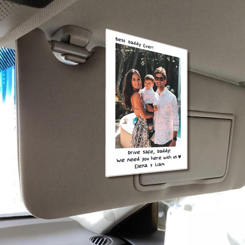 Custom Dad Photo Car Visor Clip, Father's Day Gift, Dad Gift from Kids, Drive Safe Daddy Sun Visor Clip, Husband Gift, Dad Car Accessories image 7