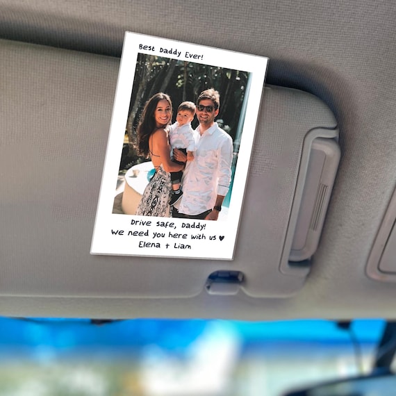 Custom Dad Photo Car Visor Clip, Father's Day Gift, Dad Gift from Kids, Drive Safe Daddy Sun Visor Clip, Husband Gift, Dad Car Accessories