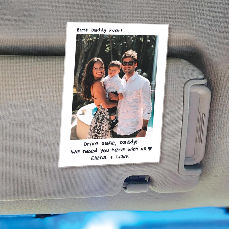 Custom Dad Photo Car Visor Clip, Father's Day Gift, Dad Gift from Kids, Drive Safe Daddy Sun Visor Clip, Husband Gift, Dad Car Accessories image 8