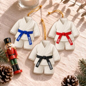 Personalized Karate Ornament: Karate Uniform For Girls Boys, Custom Belt Color, Karate Black Belt Ranking Gift, Martial Arts Xmas Keepsake image 14