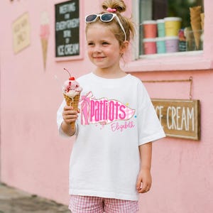 Personalized Kids Name Toddler Shirt, Back to School Shirts, Gingham Mascot Pennant Girl Name T-shirt, First Day Of School Tee For Boy Girl image 18