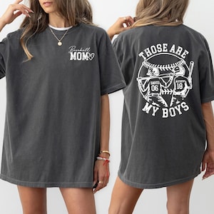 Personalized 2-Player Baseball Mom Shirt, Those Are My Boy Sweatshirt, 2-Sided Baseball Game Day Tee, Cheer Dad Tee, Baseball Gift For Her