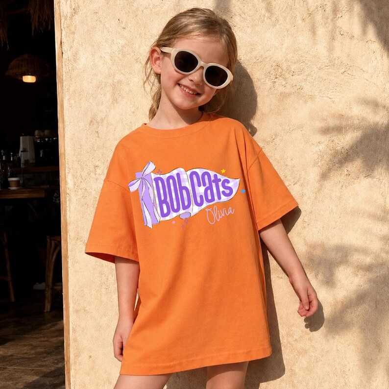 Personalized Kids Name Toddler Shirt, Back to School Shirts, Gingham Mascot Pennant Girl Name T-shirt, First Day Of School Tee For Boy Girl image 14
