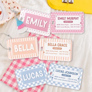 Personalized Acrylic Kids Name Tag, Custom Daycare Bag Tag, Diaper Backpack Name Tag, Lunchbox Kids ID Tag, Back To School Gift For Kids
