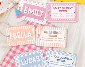 Personalized Acrylic Kids Name Tag, Custom Daycare Bag Tag, Diaper Backpack Name Tag, Lunchbox Kids ID Tag, Back To School Gift For Kids