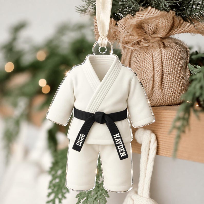 Personalized Karate Ornament: Karate Uniform For Girls Boys, Custom Belt Color, Karate Black Belt Ranking Gift, Martial Arts Xmas Keepsake image 18