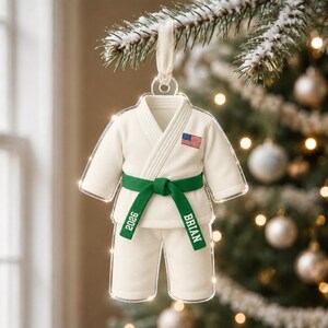 Personalized Karate Ornament: Karate Uniform For Girls Boys, Custom Belt Color, Karate Black Belt Ranking Gift, Martial Arts Xmas Keepsake image 20