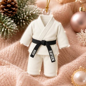 Personalized Karate Ornament: Karate Uniform For Girls Boys, Custom Belt Color, Karate Black Belt Ranking Gift, Martial Arts Xmas Keepsake image 16