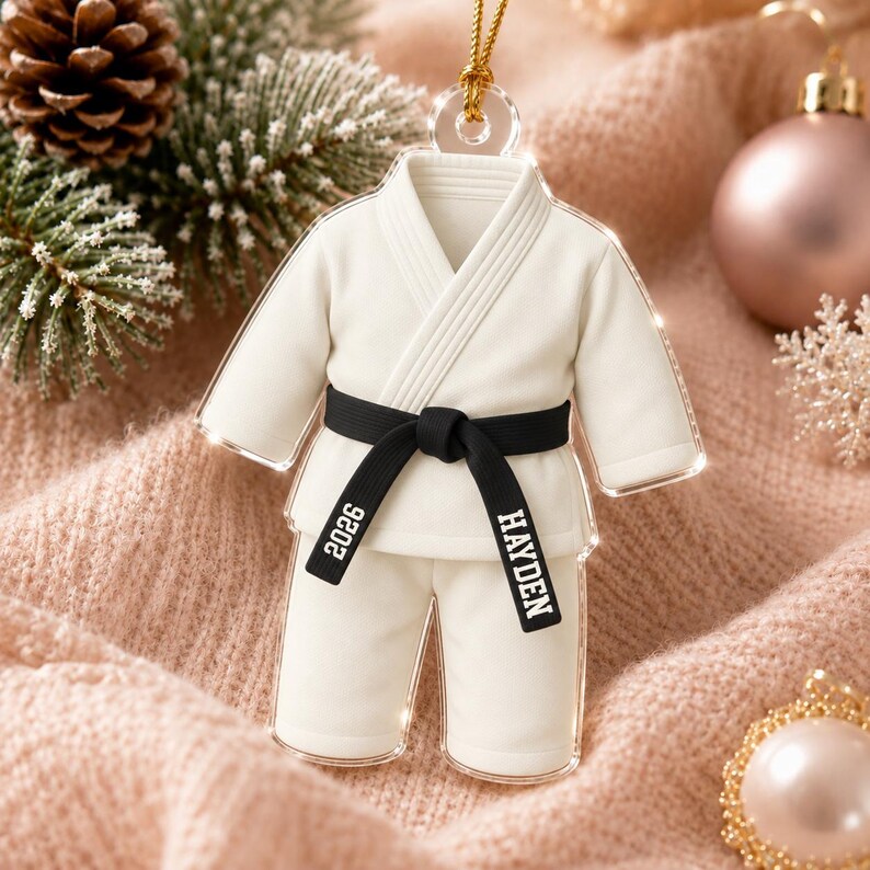 Personalized Karate Ornament: Karate Uniform For Girls Boys, Custom Belt Color, Karate Black Belt Ranking Gift, Martial Arts Xmas Keepsake image 16