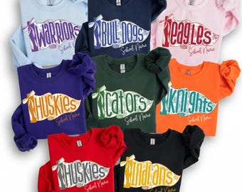 School Spirit Shirts, Custom Watercolor Pennants Flag TShirt, Girly Coquette Mascot Pennant Flag, School Spirit Tee, Matching Team Shirts