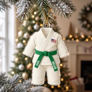Personalized Karate Ornament: Karate Uniform For Girls Boys, Custom Belt Color, Karate Black Belt Ranking Gift, Martial Arts Xmas Keepsake image 8