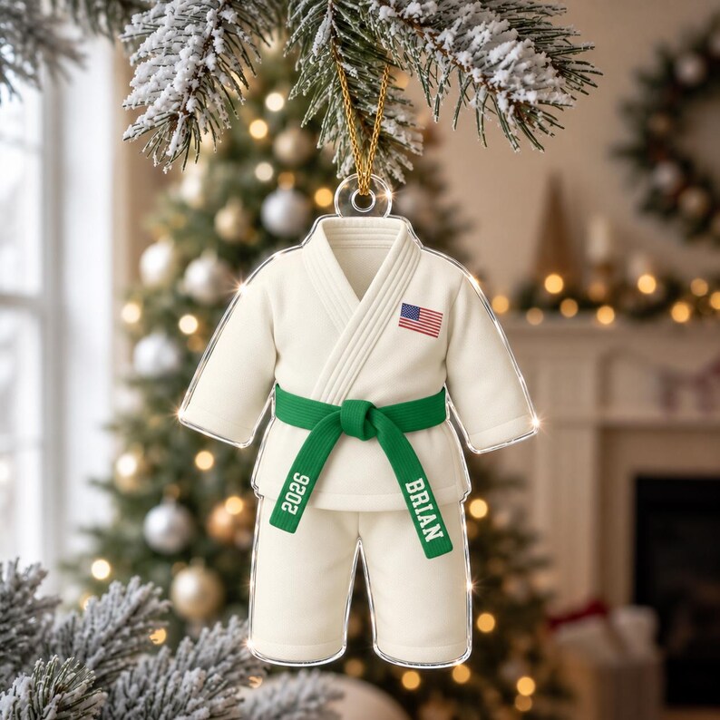 Personalized Karate Ornament: Karate Uniform For Girls Boys, Custom Belt Color, Karate Black Belt Ranking Gift, Martial Arts Xmas Keepsake image 8