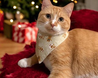 Christmas Cat Bandana, Bandanas for Cats, Dogs, Pet Scarf, Cat Accessories, Cat Gifts for Christmas