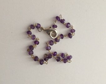 Silver wire and amethyst bracelet