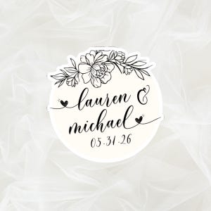 Custom Wedding Date Stickers, Personalized Couple Stickers for Save the Dates, Wedding Invitation Sticker, Bridal Shower, Customized Gifts