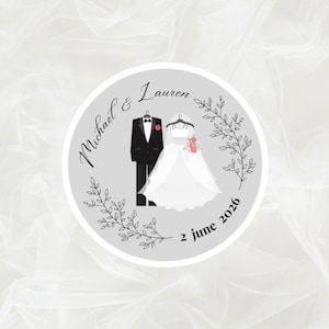 Custom Wedding Stickers, Personalized Bride & Groom Stickers for Save the Dates, Wedding Invitation Sticker, Bridal Shower, Customized Gifts