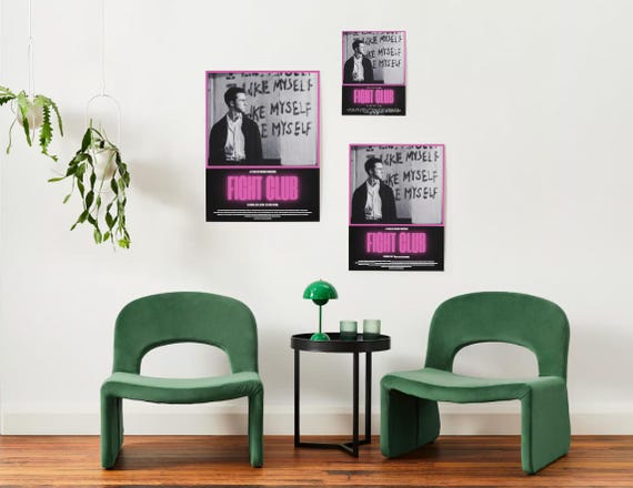 Poster Fight Club Vintage Sur Toile – 30 × 45 Cm – Décoration Murale Cinéma Chambre Salon