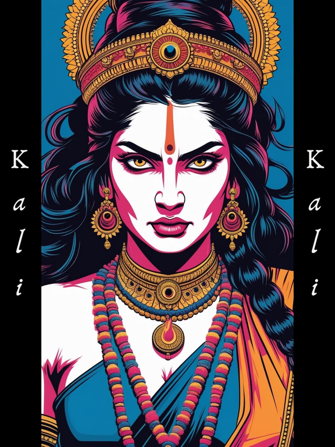 Kali Goddess Pop Art Print | Vibrant Homage to Hindu Deity of ...