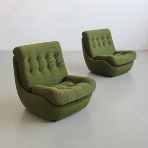 Pair of big Green Vintage Armchairs Atlantis, Czechoslovakia, Mid-Century 1980s