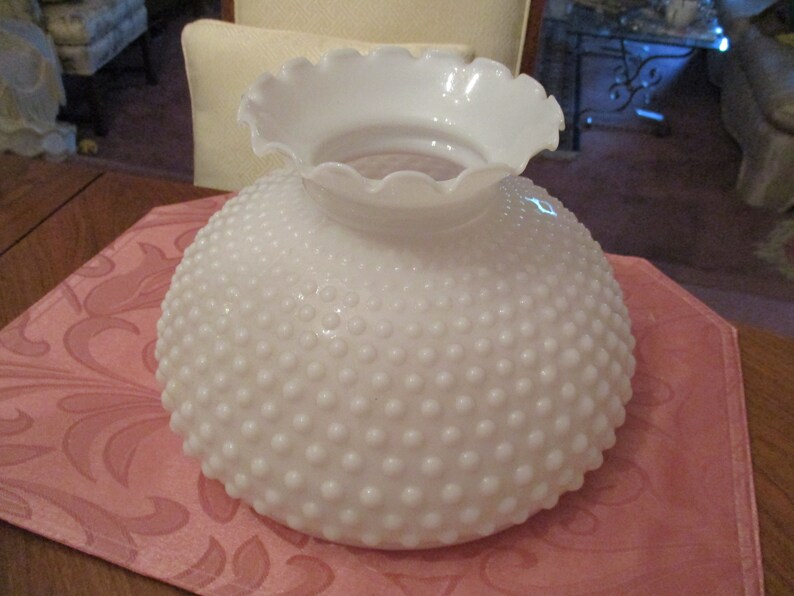 7 Inch white hobnail fluted glass hurricane shade Etsy