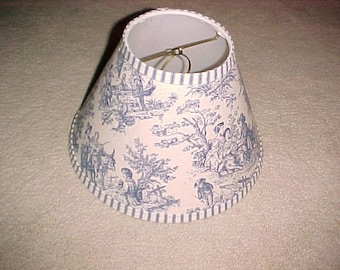 Blue Toile Lampshade uno bridge 6 x 11 x 7 1/2 this listing is for a shade that screws on the threaded socket wrong pic
