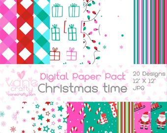 Roze pop digitale papel, roze clipart, roze kerst, roze achtergrond, roze kerst digitaal papier