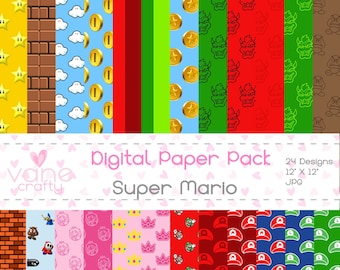 Mario Bross, Digital paper Mario Bross, Mario bross patterm, Mario bross fondo, Super Mario digital paper