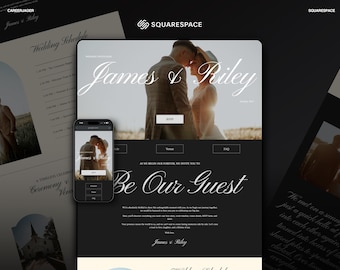 Squarespace Wedding Website Template | RSVP Schedule Registry & Story | Elegant Design
