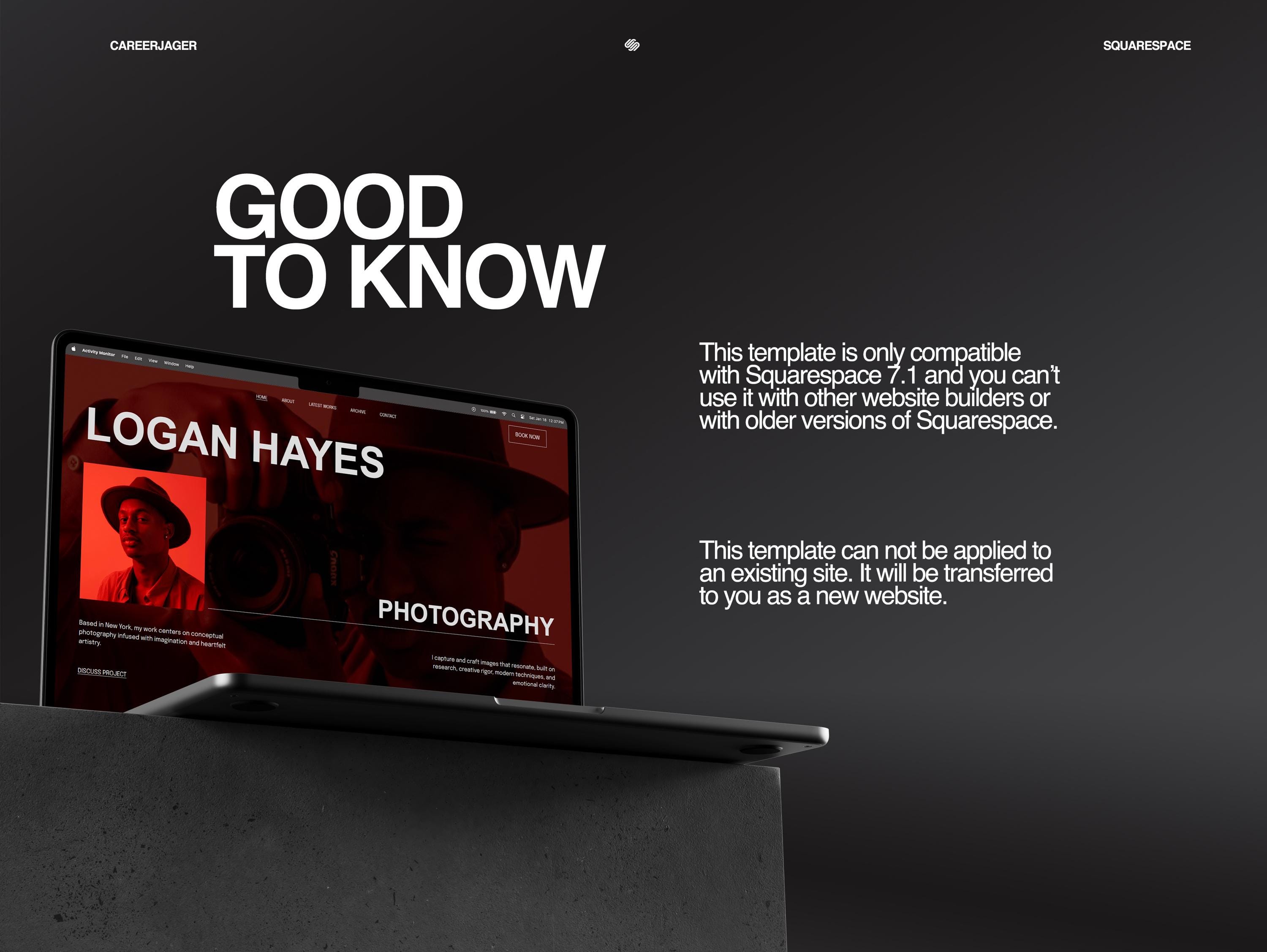 Squarespace Template for Photographers Modern Website Design for