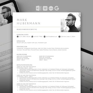 Professionelle modisch Lebenslauf Vorlage Deutsch mit Deckblatt | Moderne Bewerbungsvorlage | Word, Google Docs, InDesign, Canva