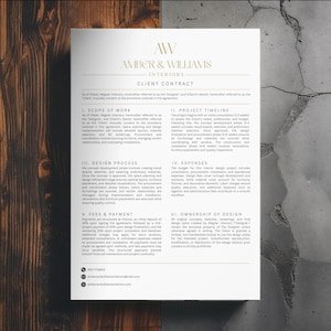 Interior Design Contract Template: Client Agreement, Invoice, Intake Form (Canva Template)