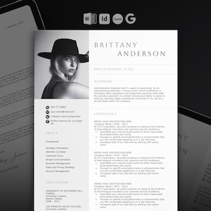 Professional Resume with Picture | 2026 Resume Template | CV with Photo | CV Template UK | Instant Download cv | Word, Canva, InDesign, Docs