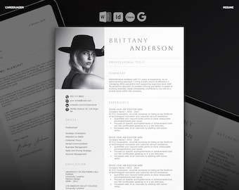 Professional Resume with Picture | 2026 Resume Template | CV with Photo | CV Template UK | Instant Download cv | Word, Canva, InDesign, Docs