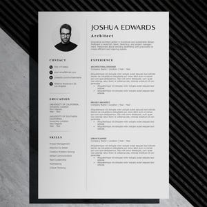 Arkitekt-CV med foto, modern CV-mall med foto och personligt brev | Bästa CV-mallen | Redigerbart CV | Word, Canva, InDesign, Docs