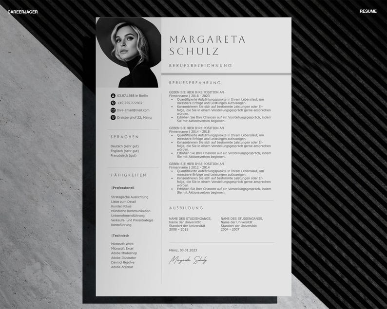 Lebenslauf Vorlage Deutsch, Bewerbungsvorlagen Deutsch, Moderne Bewerbungsvorlage Word, Bewerbungsmappe, Bewerbung Vorlage, CV Vorlage Word