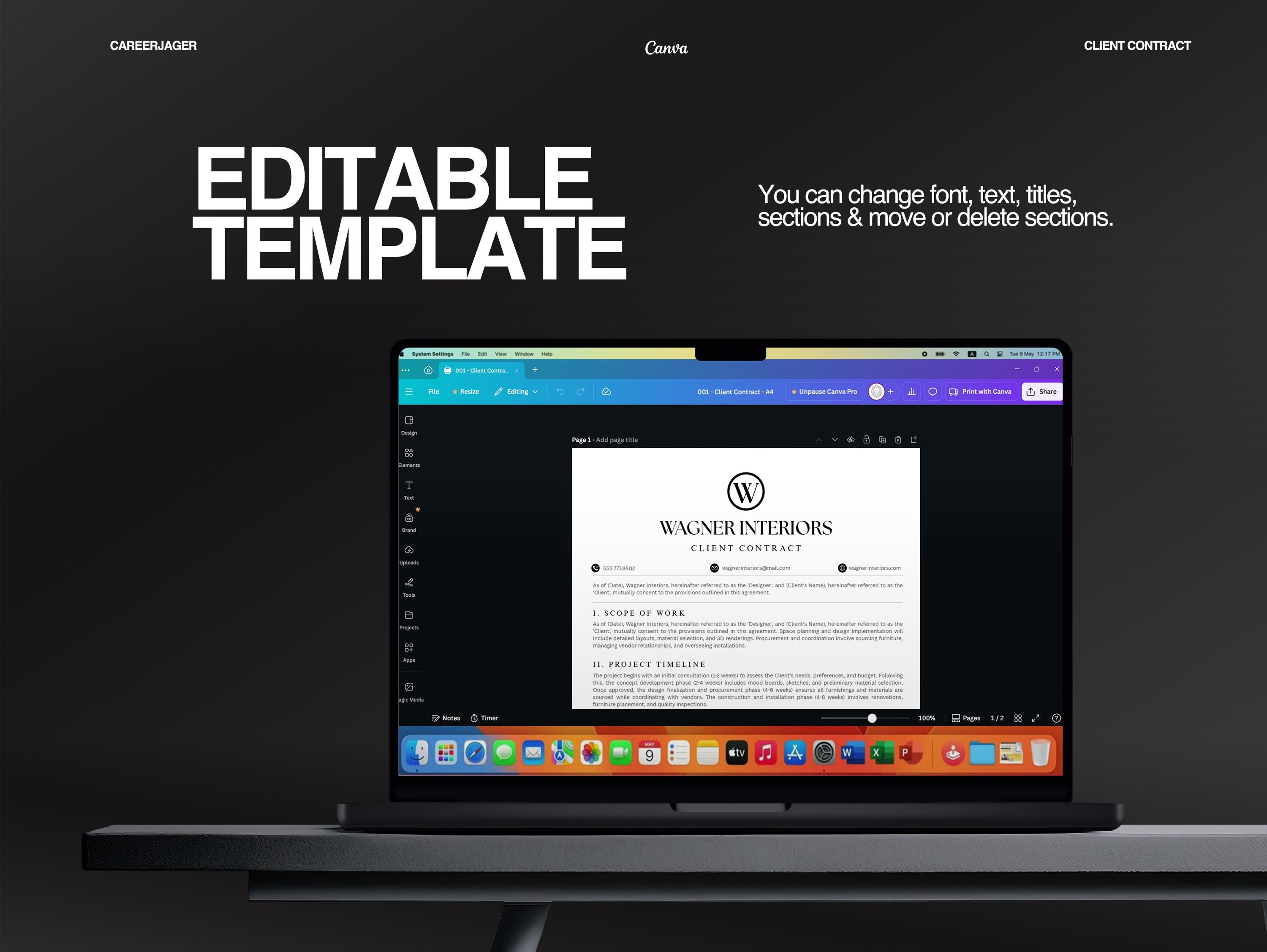 Interior Design Client Agreement Template | Editable Canva Contract for ...