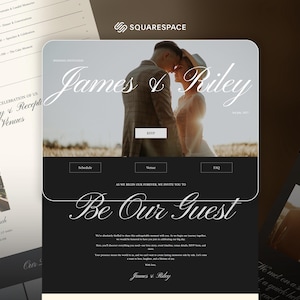 Elegant RSVP Wedding Website Template – Squarespace Layout with Our Story, Schedule, Registry & Guest Form