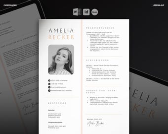 Lebenslauf Vorlage Deutsch Schüler | Bewerbung für ein Praktikum | Word, Canva, InDesign