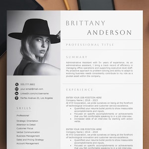 Modelo de currículo profissional com foto para Word, Google Docs, Canva, InDesign - editável e personalizável com download de carta de apresentação
