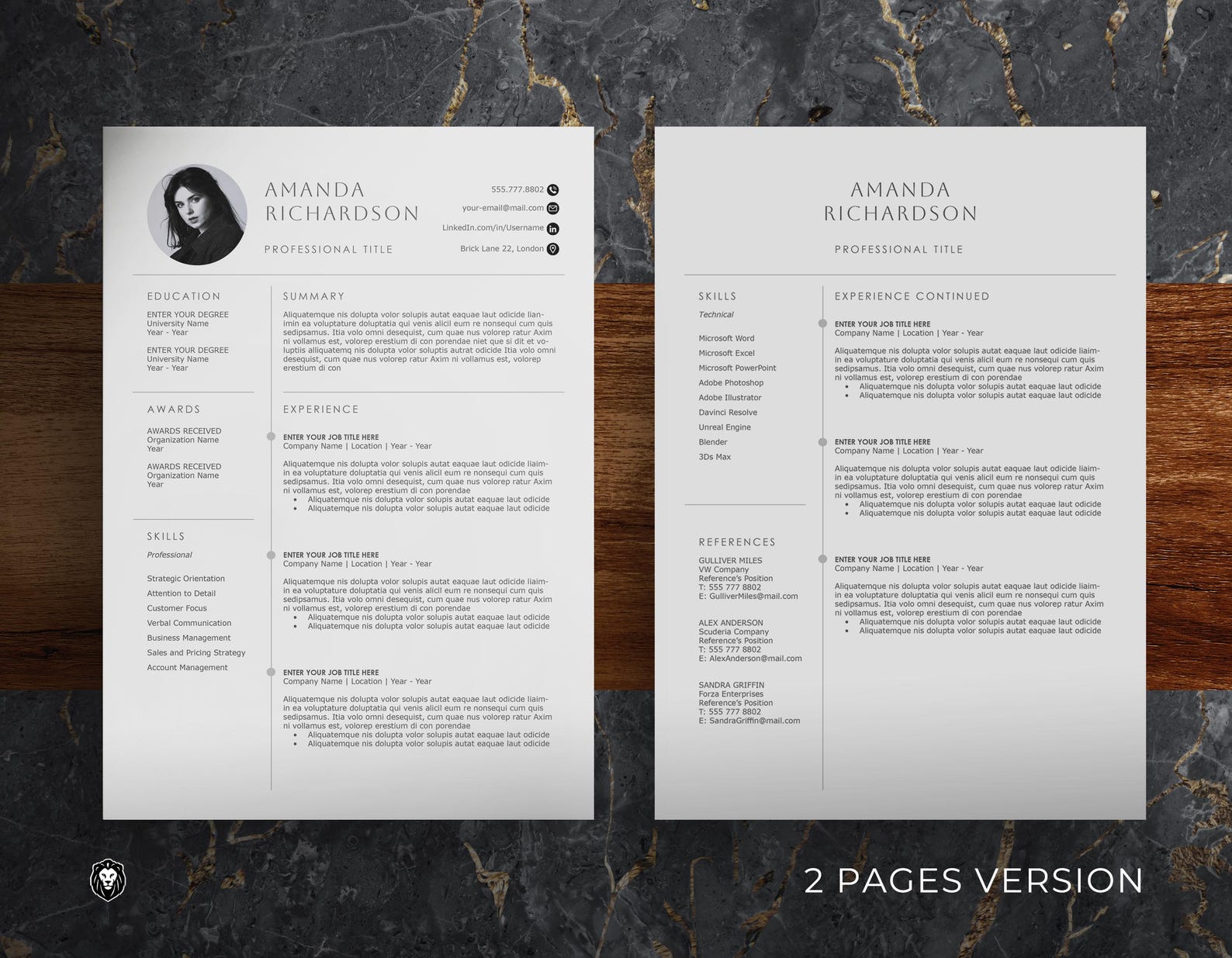 Professional Resume Template With Photo for Word, Google Docs, Canva